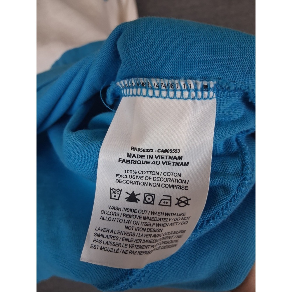 Nike Womens Shirt S Blue White Colorblock Script Logo VTG Y2K Oversized Street - Picture 7 of 9